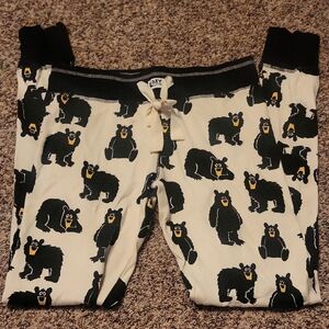Lazy One Black and Cream Bear Print Pajama Pants🐻🐾